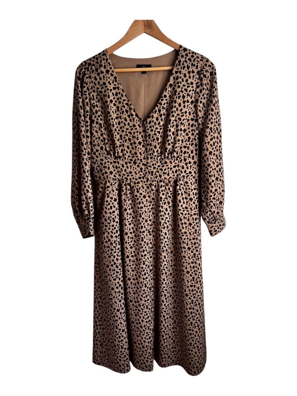 J. Crew Leopard Print Long Sleeve Midi Dress